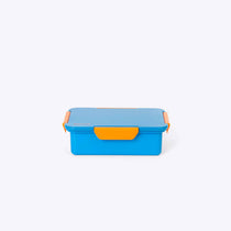 Quad Bento Lunch Box Blue — lifestyle flat lay | Spixal