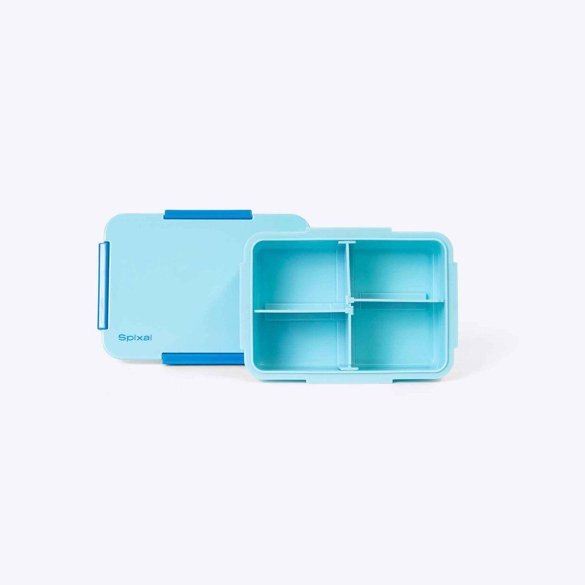 Quad Bento Lunch Box Light Blue — interior pockets and organisation detail | Spixal