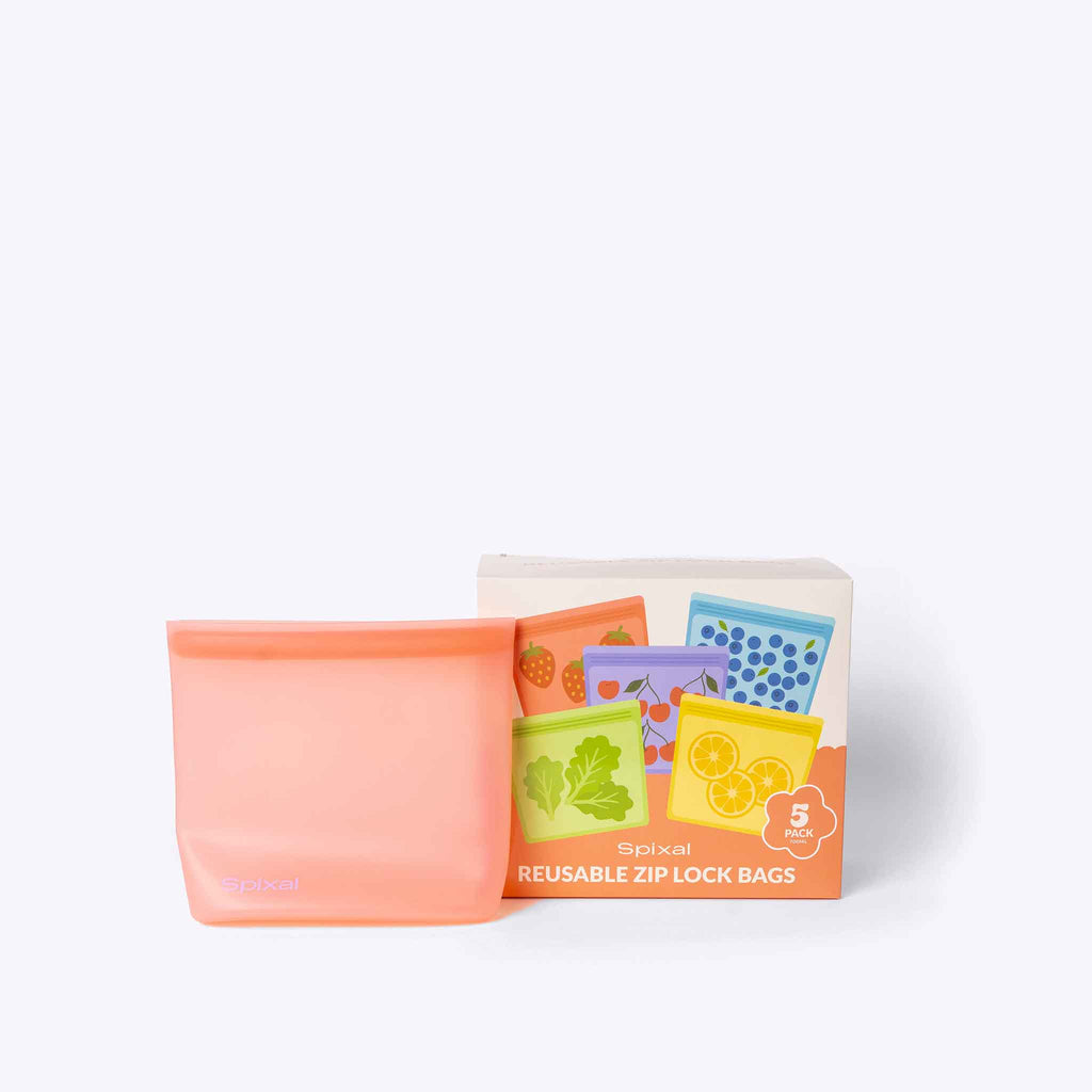 Reusable Sandwich & Snack Bags (5 Pack) — lifestyle flat lay | Spixal