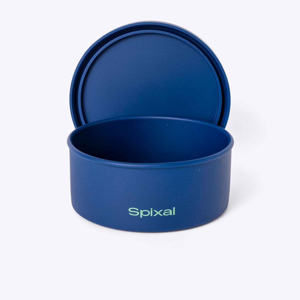 Round Bento Blue — lifestyle flat lay | Spixal