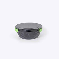 Roundie Bento Lunch Box Black — lifestyle flat lay | Spixal