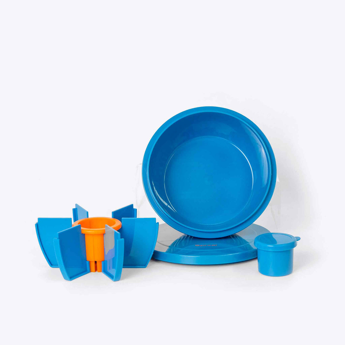 The blue round bento box that turns into a lunch bowl removable and adjustable compartment food container | Spixal