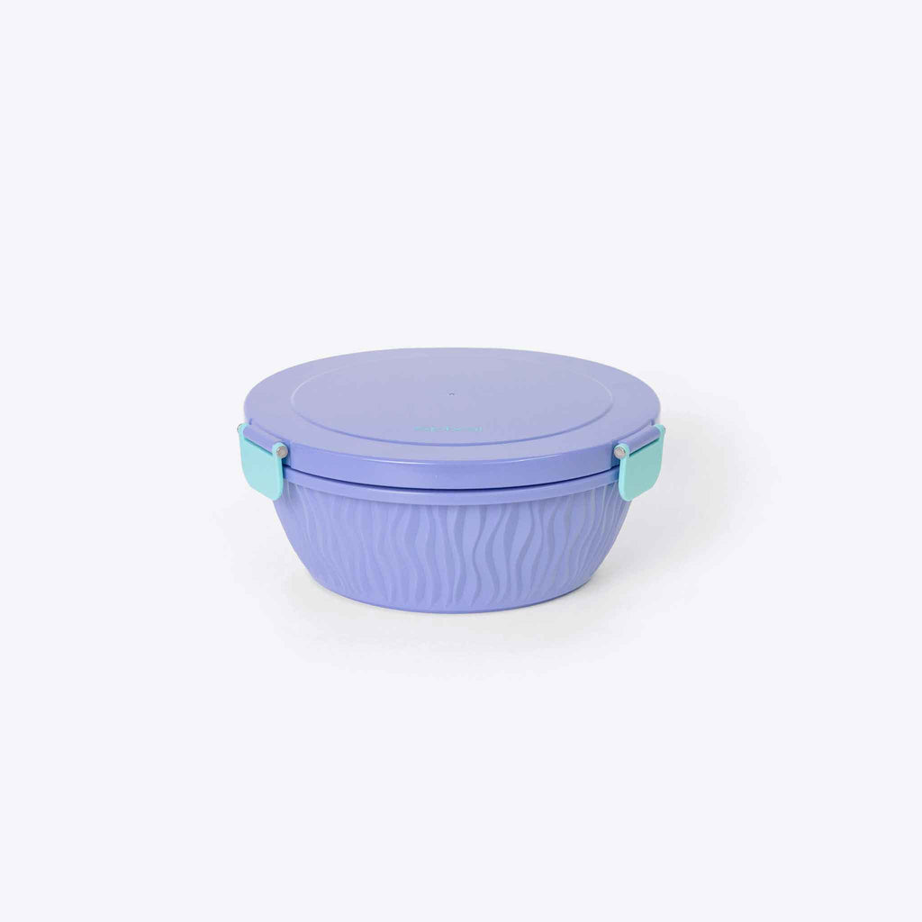 Roundie Bento Lunch Box Purple — interior pockets and organisation detail | Spixal