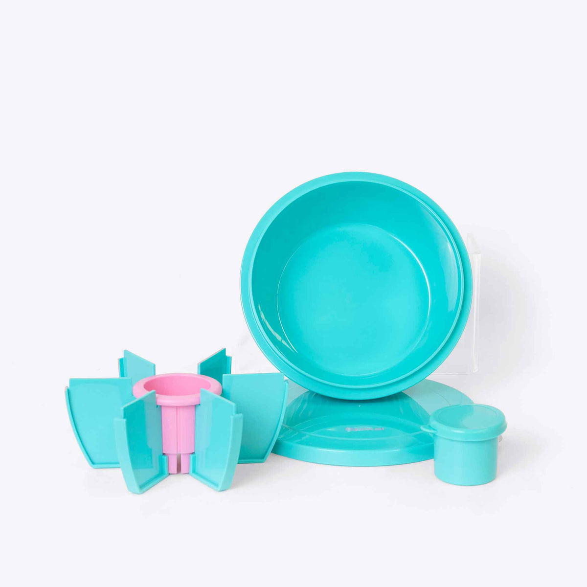 The teal round bento box that turns into a lunch bowl removable and adjustable compartment food container | Spixal