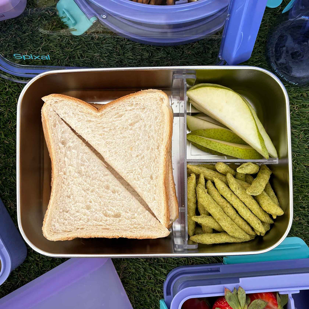 Core Lightweight Stainless Steel Large Durable Bento Lunch Box holds whole sandwich plus snacks | Spixal