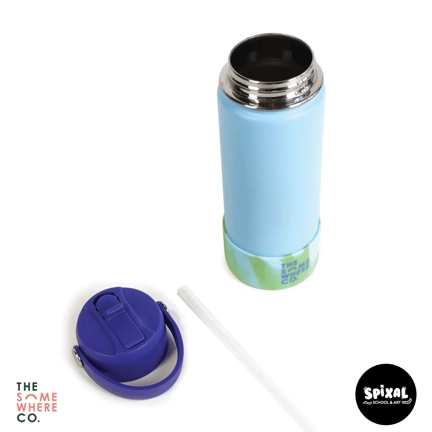 The Somewhere Co 500ml Water Bottle Blue Swirl