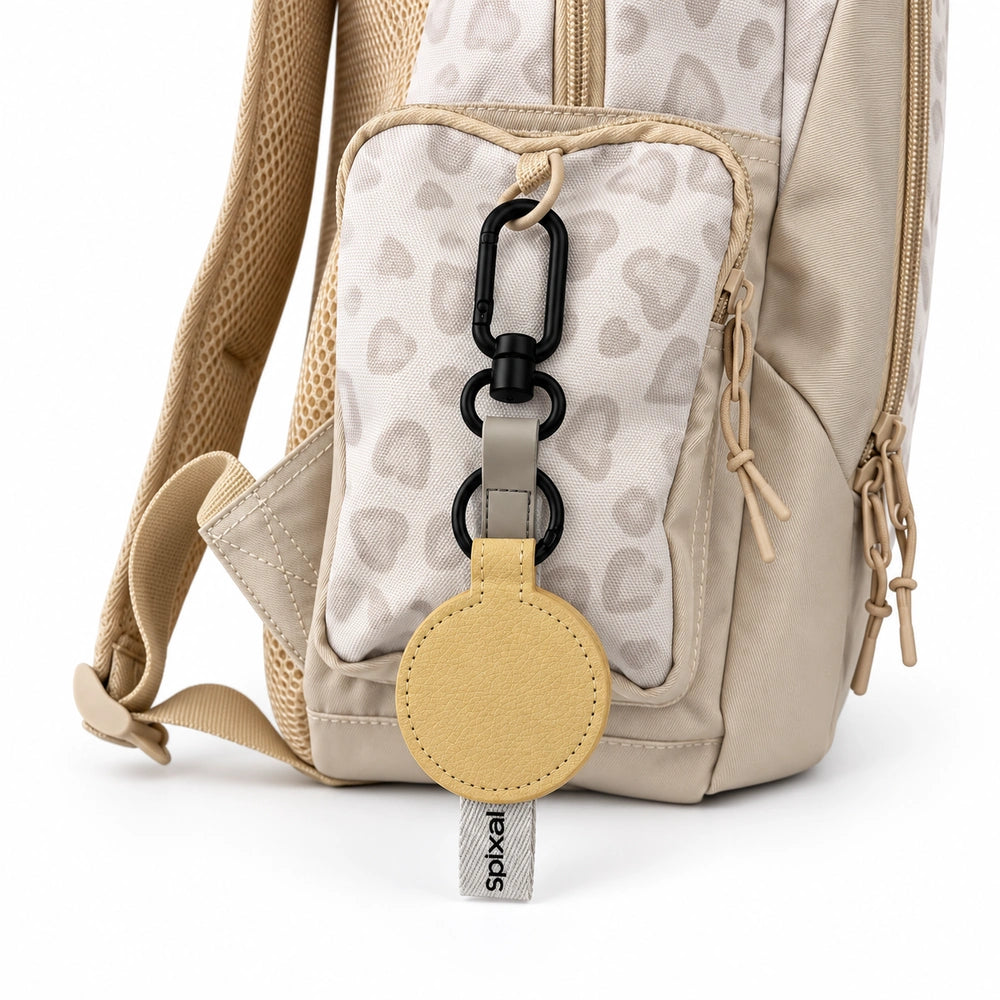 Leopard Axis magnetic hat clip on a leopard print kids school backpack | Spixal