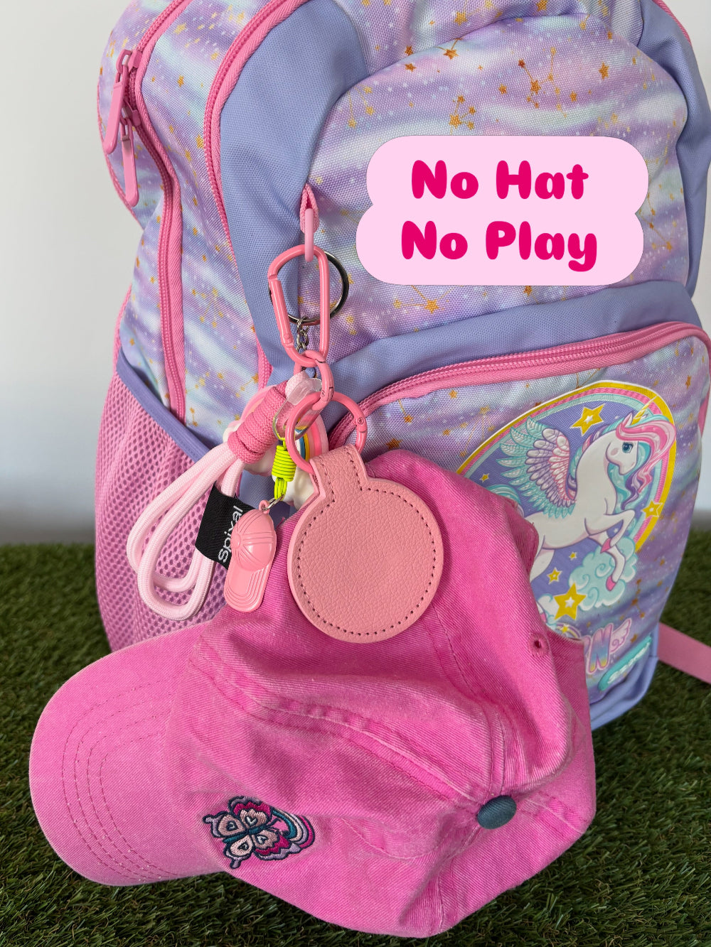 Magnetic hat clip for school bags or preschool backpacks