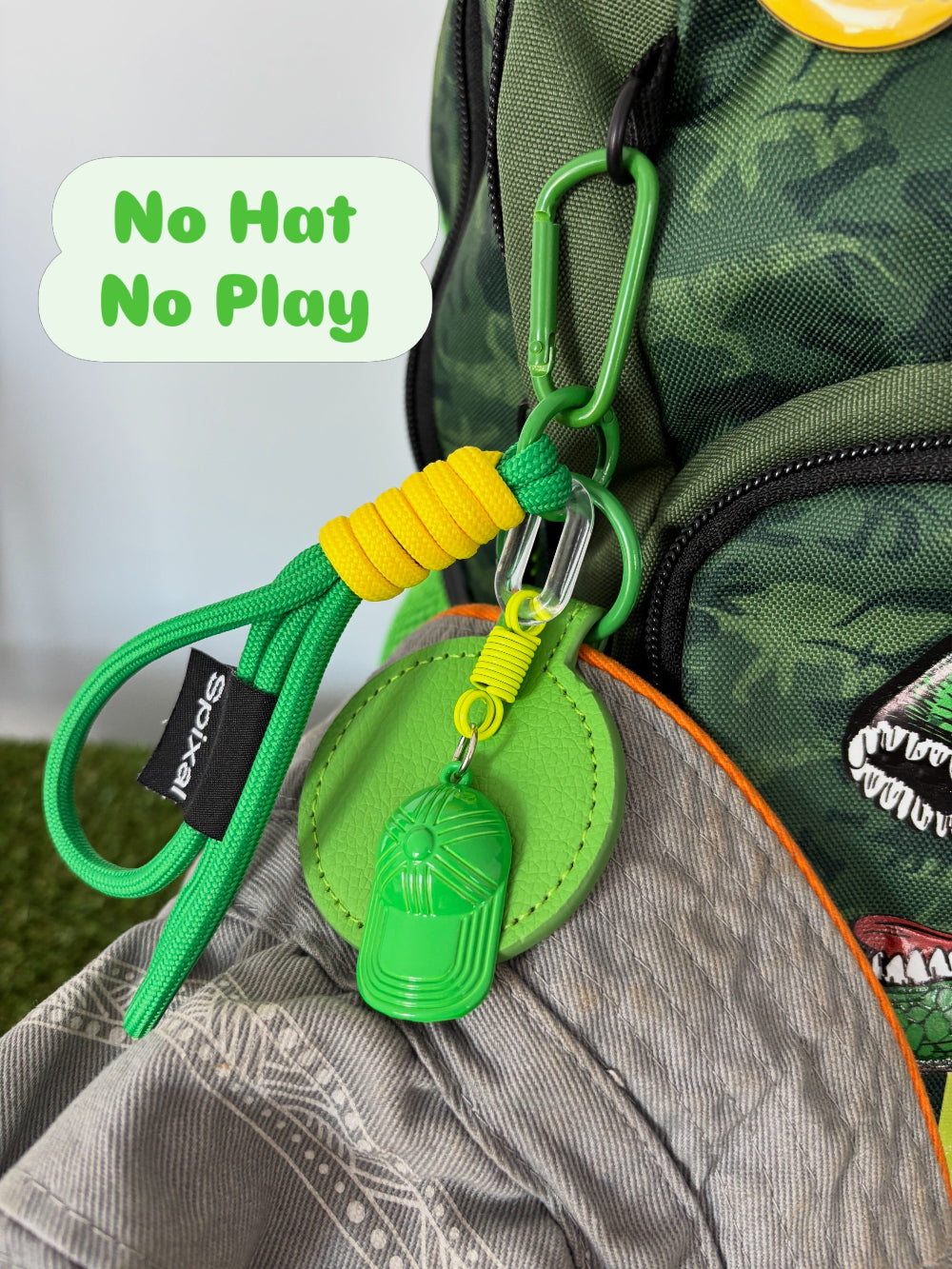 Magnetic hat clip green clips onto school bag