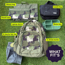 What fits in the camo Axis kids backpack | Spixal