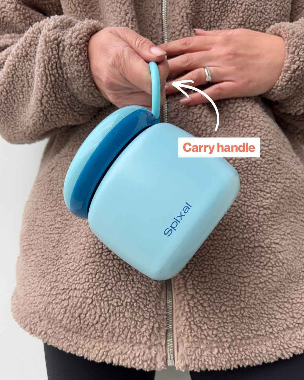 Large insulated food jar with carry handle | pack hot school lunches light blue | Spixal