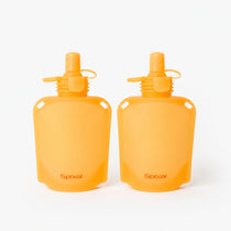 reusable yoghurt pouches easy to fill and easy to clean dishwasher safe orange | Spixal