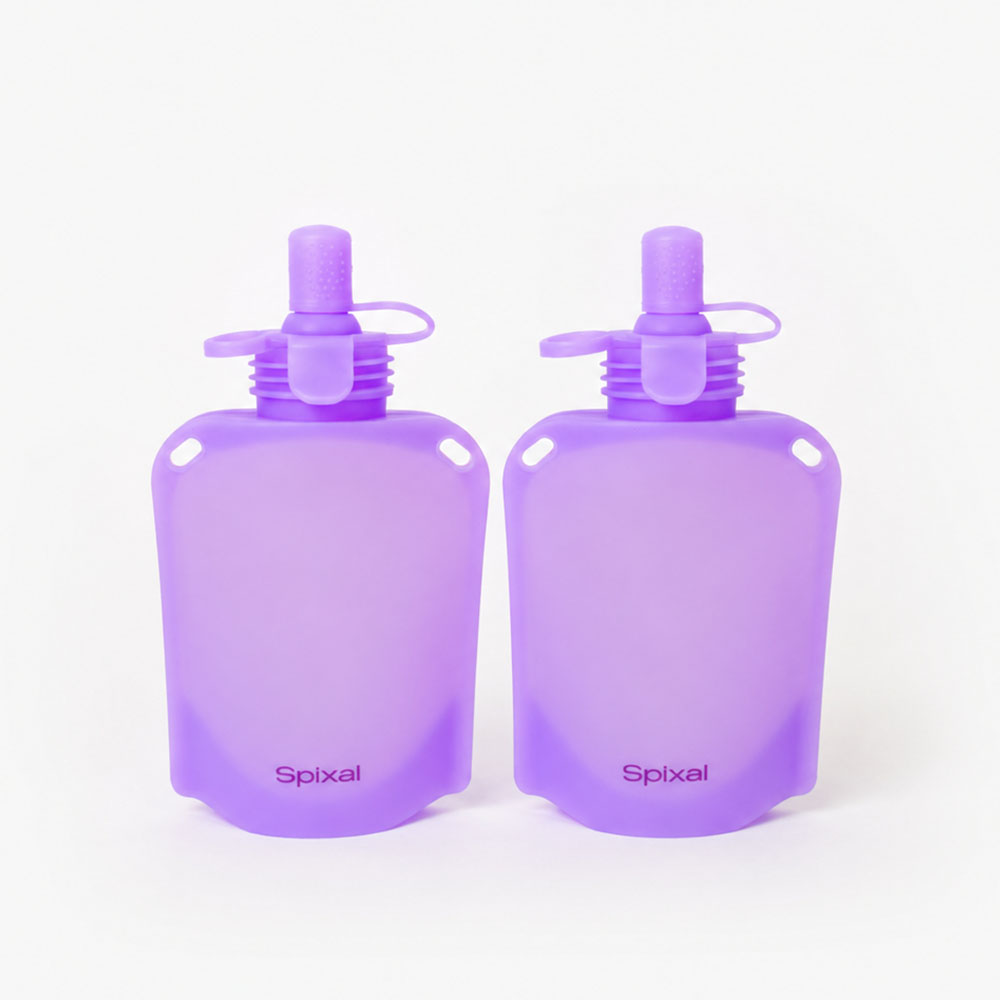 reusable yoghurt pouches easy to fill and easy to clean dishwasher safe purple | Spixal