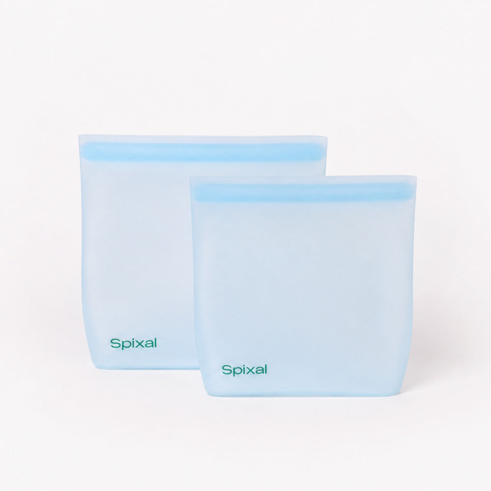 Food Pouch Reusable Zip Lock Bags (2 Pack) - Blue