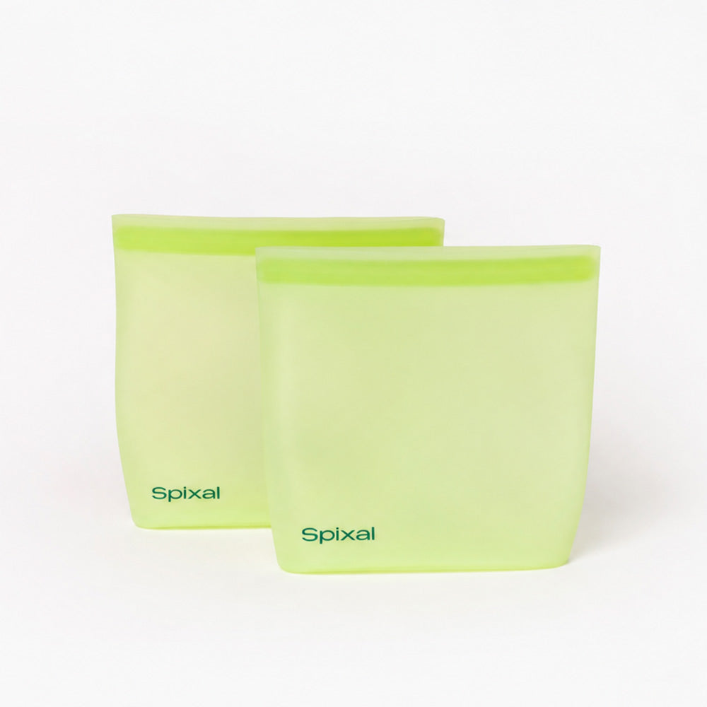 Large ziplock bags sandwich bags reusable food pouches 2 pack green | Spixal Main image