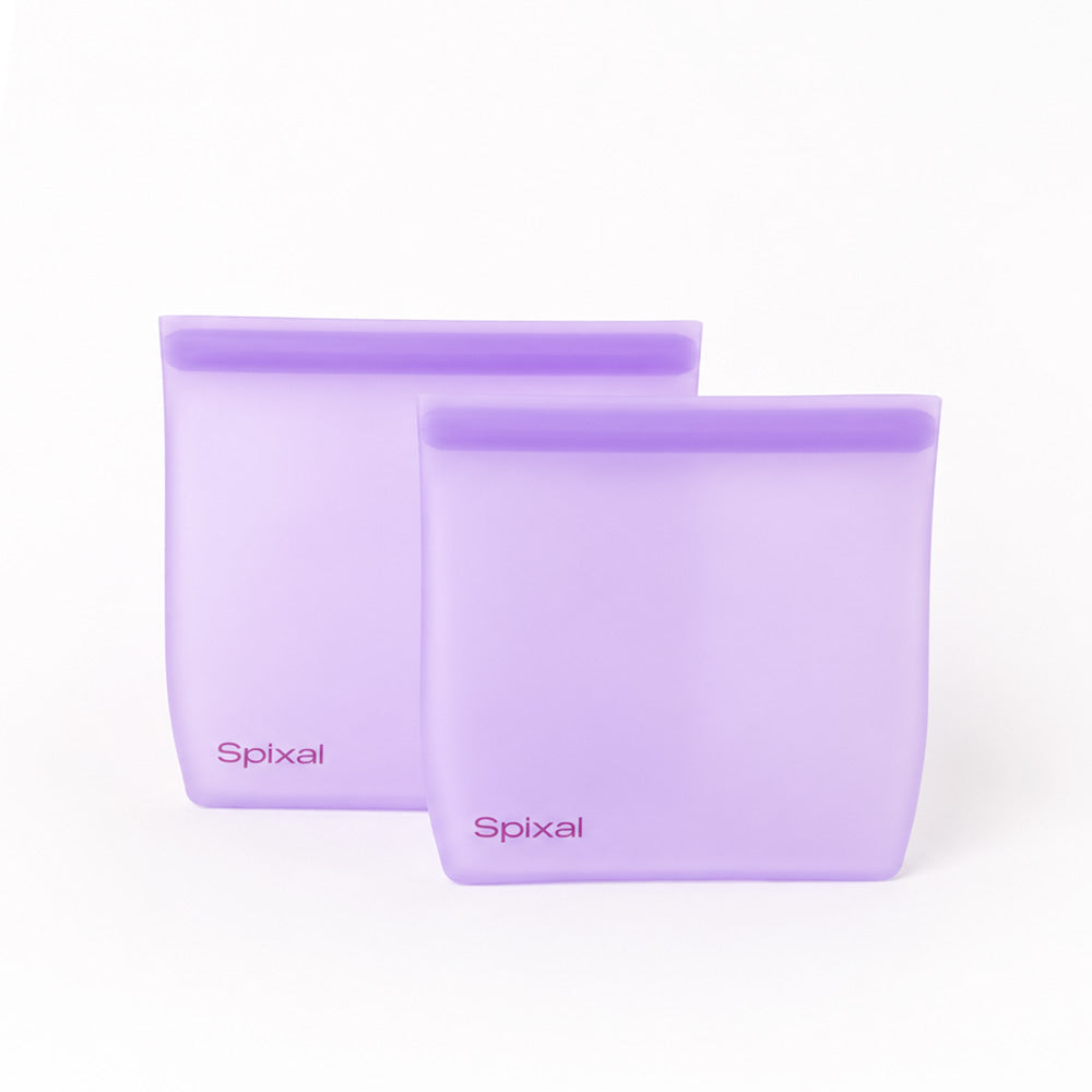 Large ziplock bags sandwich bags reusable food pouches 2 pack purple | Spixal Main image