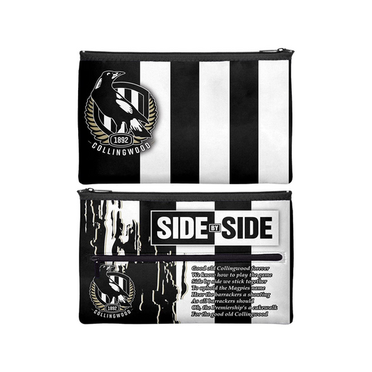 Pencil Case Neoprene 350x230mm Collingwood Magpie front & back