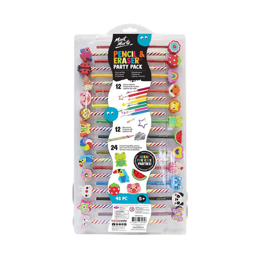 Mont Marte Party Pencil & Eraser Set - front view