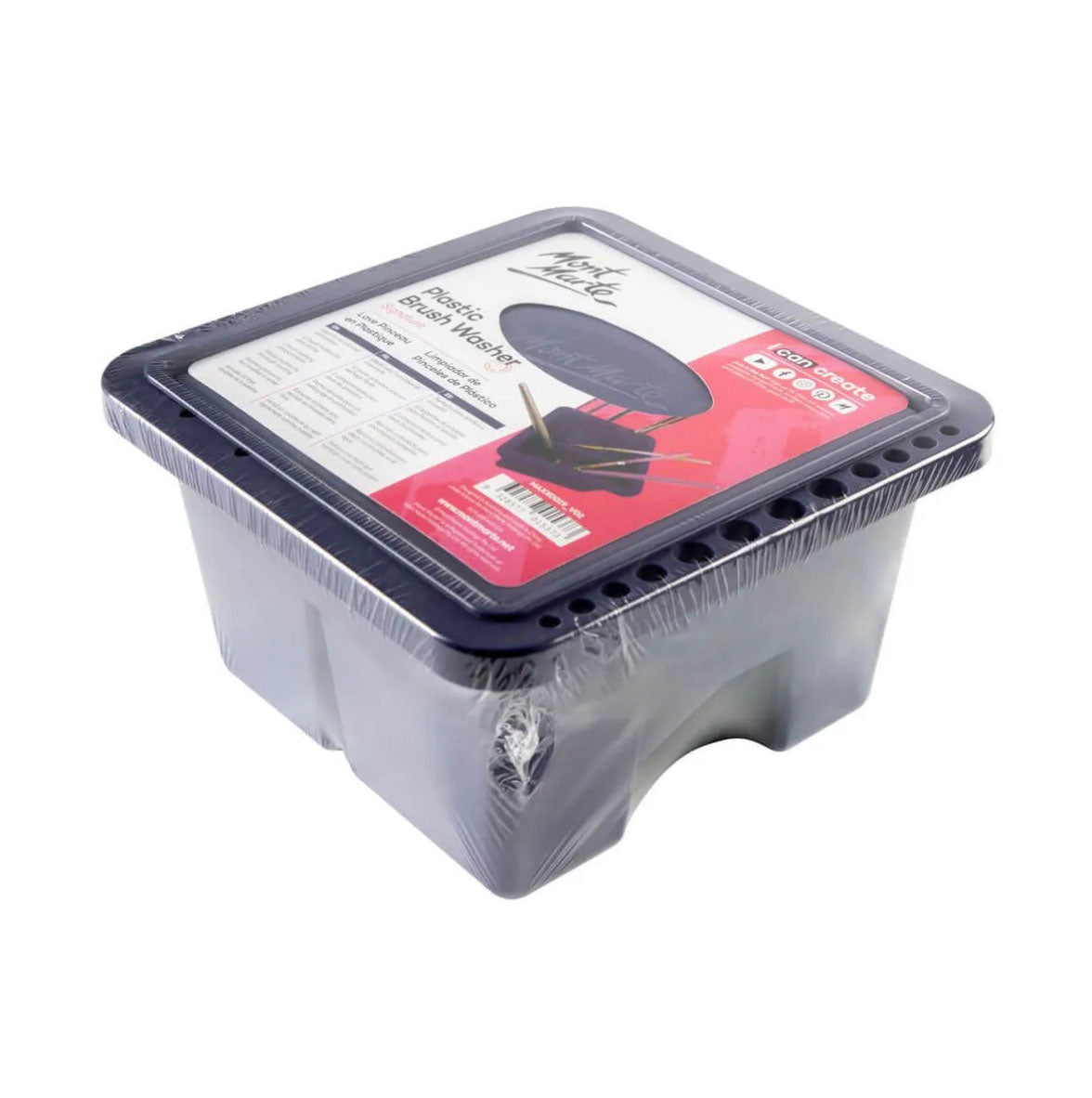 Mont Marte Brush Washer Twin Compartment - side view with 12 holes