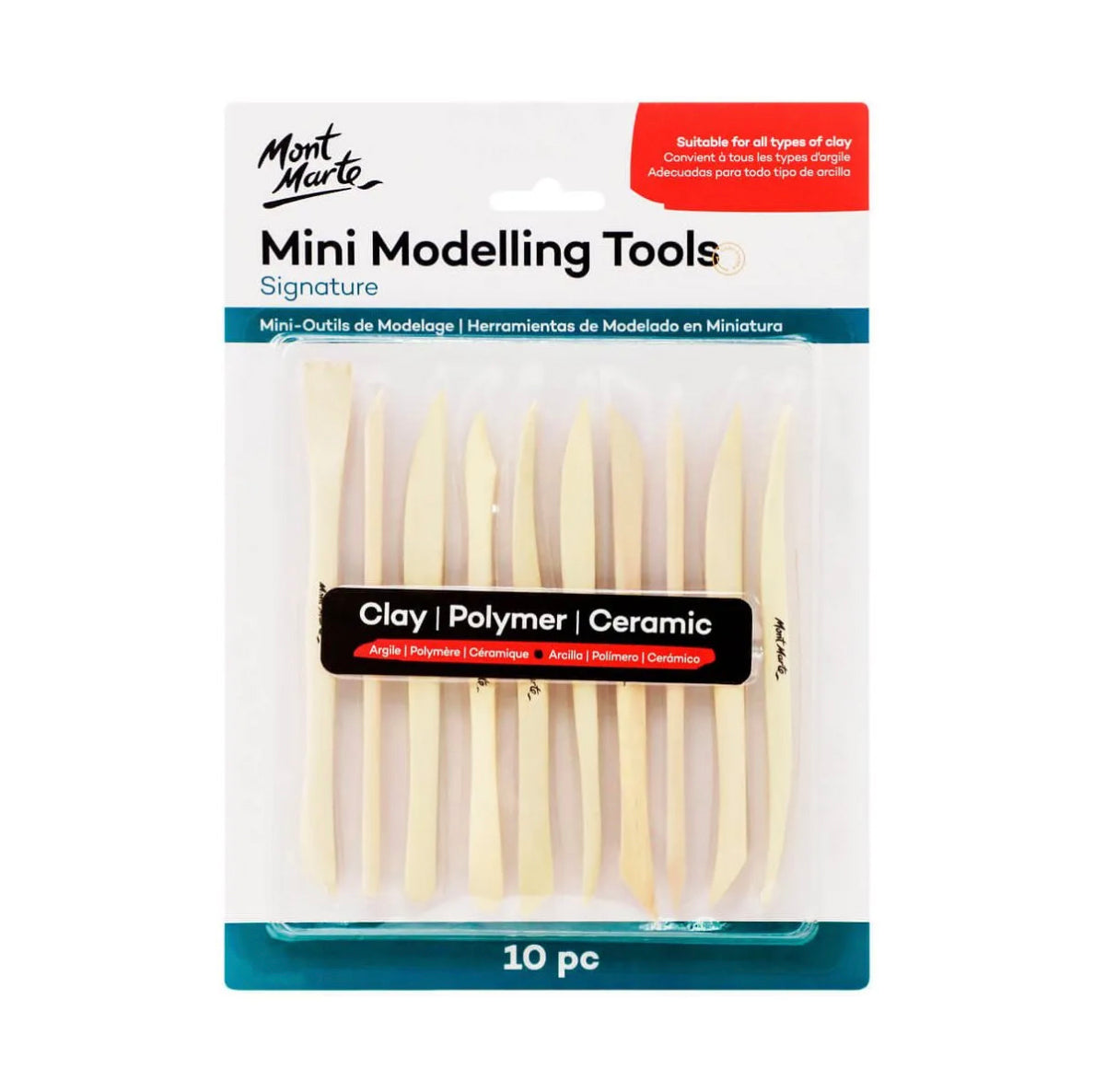Mont Marte Mini Modelling Clay Tool Boxwood Set- front view