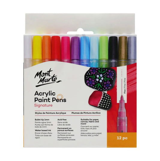 Mont Marte Acrylic Paint Pens Signature Broad Tip 3mm (0.12in) 12pc front