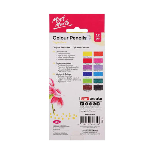 Mont Marte Colour Pencils 12pc - back view