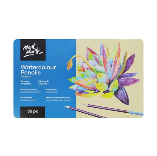 Mont Marte Watercolour Pencil 36pc Tin Set - front view