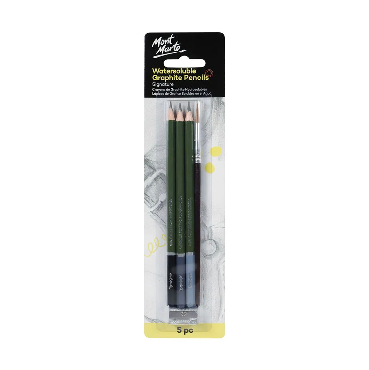 Mont Marte Graphite Water Soluble Pencils - front view