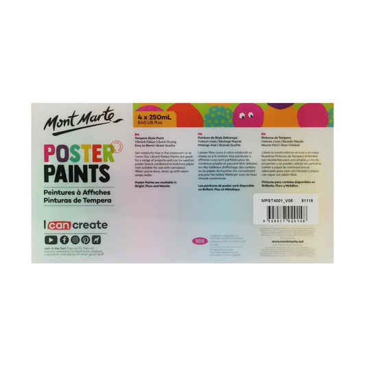 Mont Marte Poster Paint Set - Brights - back view