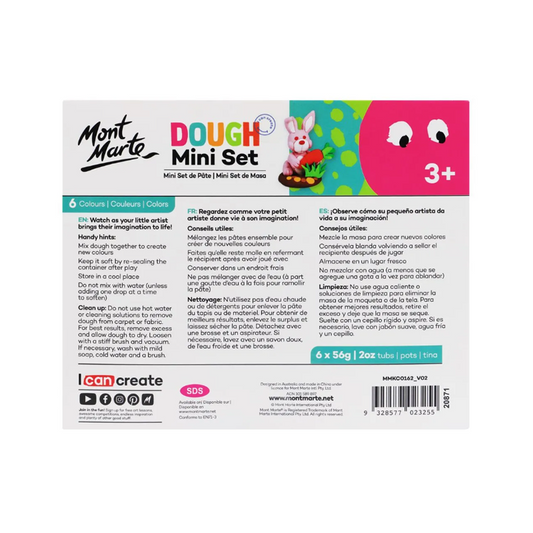 Mont Marte Modelling Dough Mini Set 6 Piece - back view