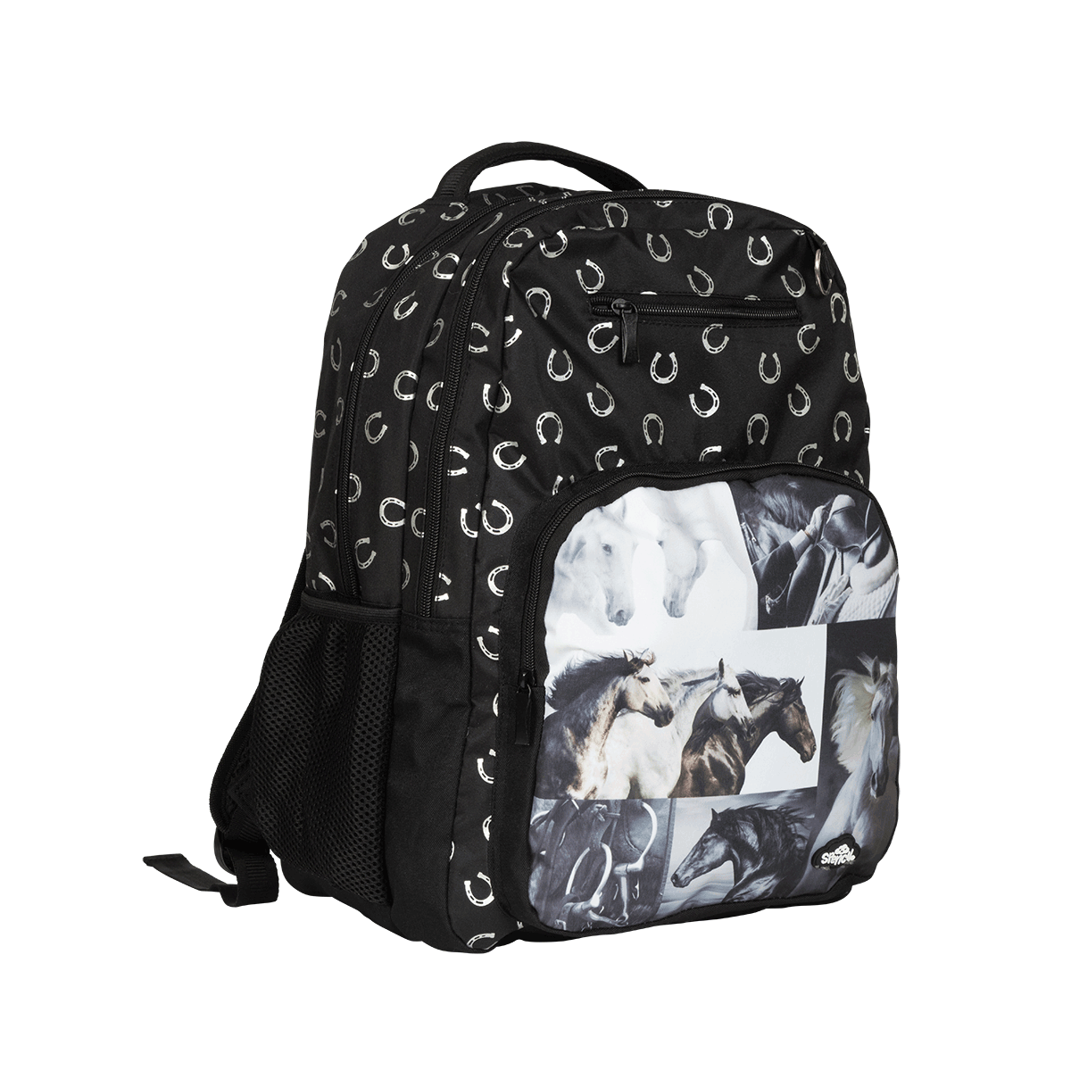 Spencil Big Kids School Bag Backpack Black & White Horses – spixal