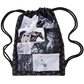 Spencil Big Drawstring Bag Black and White Horses