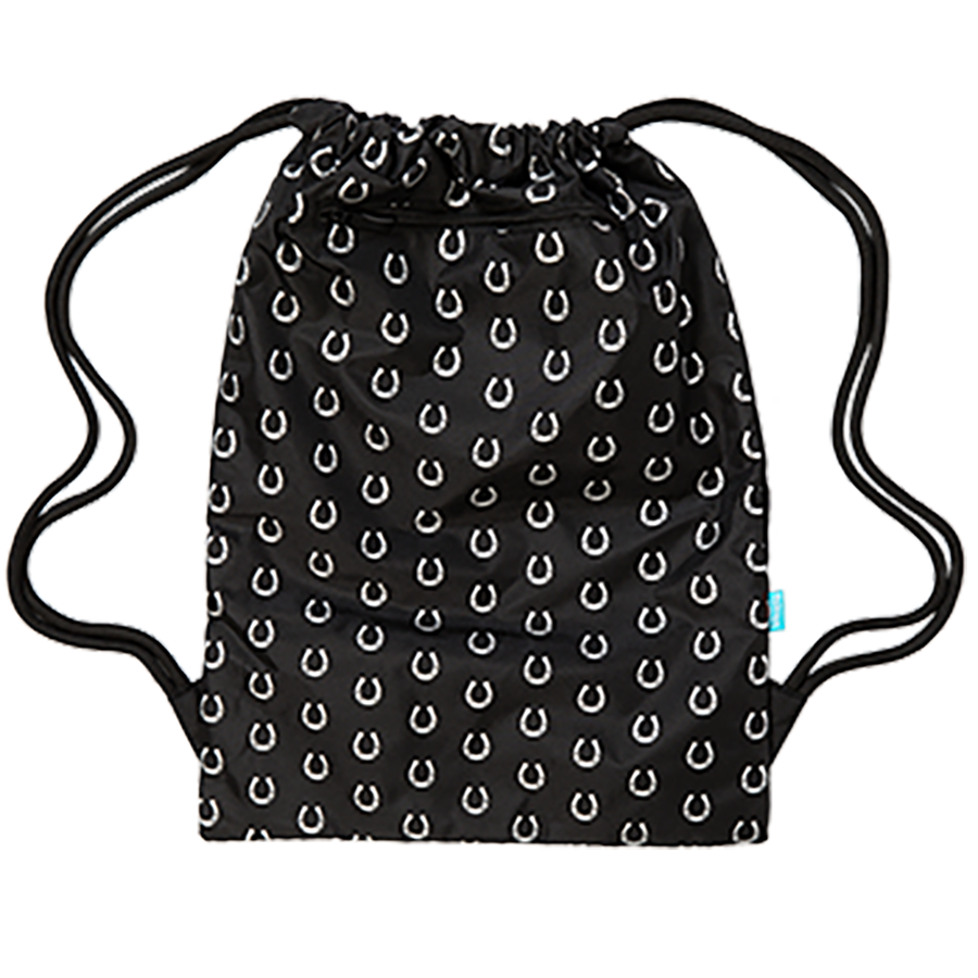 Spencil Big Drawstring Bag Black and White Horses