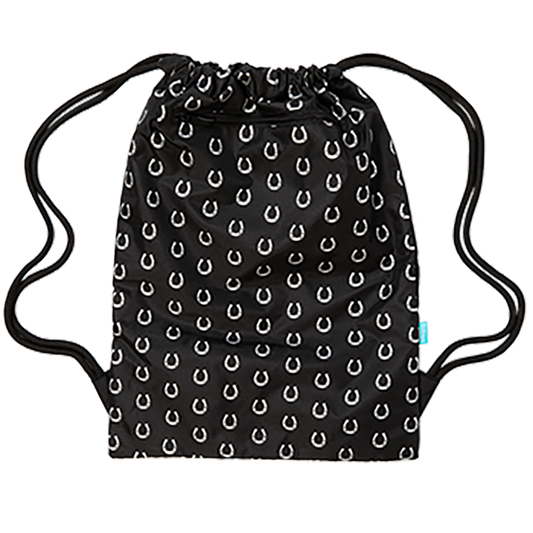 Spencil Big Drawstring Bag Black and White Horses